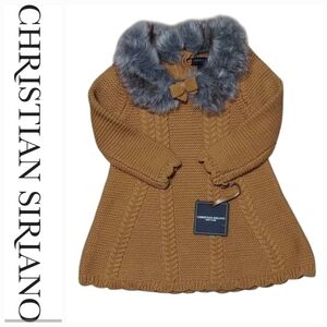 NWT Christian Siriano Baby Knit Dress with Faux Fur Collar ~3-6M